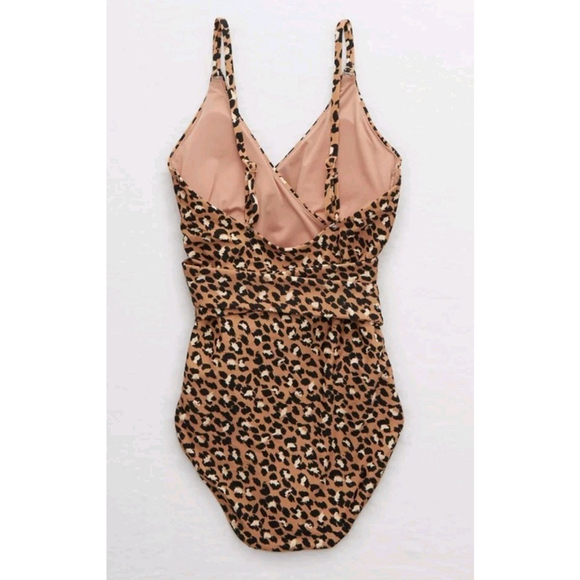 Aerie Leopard Wrap One Piece Full Coverage Swimsuit Size XS NEW - Picture 2 of 5